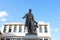 Closeup view of statue of Sigismondo Castromediano in Lecce, Italy