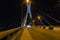 Closeup view of suspension tower and cables of Ikoyi Lekki cable stayed link bridge Lagos Nigeria.