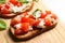 Closeup view of tasty bruschettas