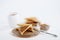 Closeup view of tasty toast breakfast with condensed milk jam