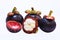 Closeup view of Tropical Fruit Mangosteens isolated on the white background