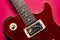 Closeup view of vintage classic electric rock les paul guitar