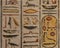 Closeup view of a wall of hieroglyphs in the tomb number 6 of Rameses IX in the Valley of the Kings, Luxor, Egypt.