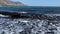 Closeup view on waves, foam and splashes of sea water on Crete