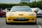 Closeup of  vintage american yellow Corvette front