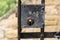 Closeup of vintage lock iron door