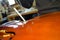 Closeup violin being made