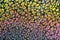 Closeup of vivid multicolored acrylic swipe painting on black background.