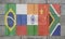 Closeup of a wall with BRICS flags