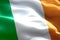 Closeup of waving ireland celtic flag, national symbol of irish sign