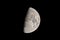 Closeup waxing gibbous moon Isolated on dark sky. Sharp details.