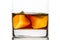 Closeup whisky with ice cubes