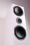 Closeup of white audio speaker