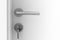 Closeup white Door handle metal with key to unlock