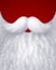 Closeup white Santa beard on red background