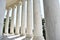 Closeup of white stone pillars at the Jefferson Monument on Lake Tidal Basin in Washington D.C in the USA