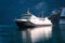 Closeup of a white yacht on the surface of the sea