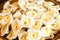 Closeup white and yellow Sandalwood flowers or artificial flower