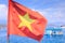 Closeup Wind Shakes Vietnamese National Banner
