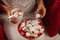 Closeup on woman eating Christmas cookie