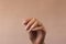 Closeup of woman hand with perfect manicure. AI Generated