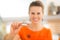 Closeup on woman holding cookie cutters for Halloween biscuits