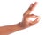 Closeup of woman\'s hand gesturing - showing ok sign