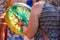 Closeup of women playing sacred drum