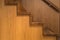Closeup of wooden stairs, modern design , abstract brown emty interior, natural wooden stairs