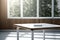 Closeup of wooden table Blurred view, generative AI