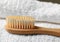 Closeup wooden toothbrush