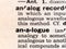 Closeup of the word analogue in the dictionary