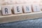 Closeup Of The Word Rent Formed By Wooden Blocks In A Type Case