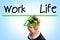 Closeup of work and life balance concept