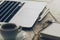 Closeup of Workspace with Modern Creative Laptop, Cup of Coffee