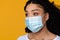 Closeup Of Worry Young Black Woman In Protective Medical Mask On Face