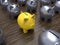Closeup of a yellow piggy bank