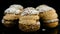 Closeup zoom in on big group of french desserts choux pastry