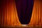 Closing curtain, theater scenes in brown tones, background and place for text