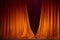 Closing curtain, theater scenes in brown tones, background and place for text