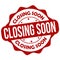 Closing soon label or stamp