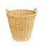 Closup empty wicker baskets on white background, housework concept