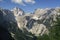 Closure of Tamar valley with Jalovec peak from Slemenova peak in Julian Alps