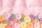 Cloth button on knitting background