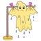 The cloth ghost joke is drying in the sun after a wet wash, doodle icon image kawaii