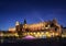 Cloth Hall Sukiennice building after sunset in Krakow city