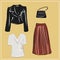 Clothes and bags. Coats and dresses, skirts and blouses, trousers and jeans, backpack and briefcase, handbags. Fashion. The basic