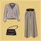 Clothes and bags. Coats and dresses, skirts and blouses, trousers and jeans, backpack and briefcase, handbags. Fashion. The basic