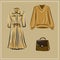 Clothes and bags. Coats and dresses, skirts and blouses, trousers and jeans, backpack and briefcase, handbags. Fashion. The basic