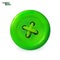 Clothes button, green icon. Detailed realistic plastic sewing button isolated. Sewn with green threads. Vector